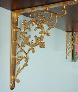 Soporte de estante de hierro dorado hecho a mano Interiores decorativos Diseñado Soporte de pared Granja Cocinas Baños - Product Image 2