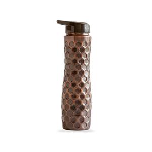 IndianArtVilla Pure Copper Antique Dark Hammered Honeycomb Design <b>Water</b> <b>Bottle</b> with Sipper Cap, 1000 ML-<b>Storage</b> & Drinking - Product Image 1
