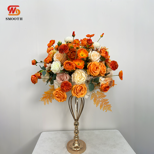 Boules de fleurs roses en soie lisse personnalisées faites à la main centres de table artificiels de couleur d'automne populaires pour les mariages Saint Valentin - Product Image 3