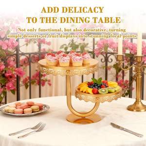 Ensemble de supports à gâteaux en métal pour les cérémonies de présentation, offrant un accès fluide à chaque section de desserts pour les invités - Product Image 5