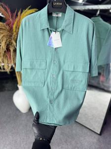 Camisas de vestir de corte regular con cuello en V y lunares para hombre, ropa de playa informal de manga larga con botones para primavera y verano, ropa transpirable ligera - Product Image 3