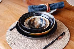 ASISTENTE HECHO A MANO DE ALTA CALIDAD ARTESANAL CUENCO DE CUERNO DE ALTO PULIDO Utensilios de cocina para servir sopa Fideos Tazón de cuerno elegante - Product Image 4