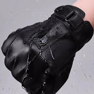 Gants d'hiver imperméables en similicuir et cachemire pour hommes, mitaines de conduite chaudes pour moto, cyclisme, écran tactile, sports de plein air - Product Image 6