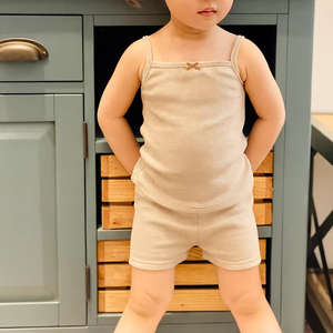 GOTS Coton biologique certifié Bébé Filles 2pcs Débardeur Ensemble Short Doux Respirant Sûr OEM ODM Service Disponible Vietnam - Product Image 1