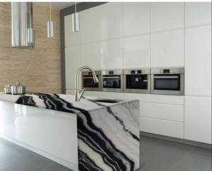 Grande dalle de marbre blanc Panda de luxe, pierre naturelle polie, revêtement mural intérieur moderne, imperméable, haut de gamme, salle de bain, salle à manger - Product Image 4