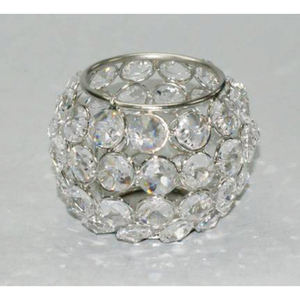 Bougeoir en cristal classique ensemble de 3 perles argentées de grande taille de forme ronde support de chandelier extérieur intérieur élégant porte-cire - Product Image 3