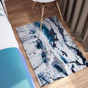Alfombra con Trazos de Pincel en Tonos Azules, Alfombras de Moda, Alfombra Estampada, Alfombra de Chenilla - Product Image 2