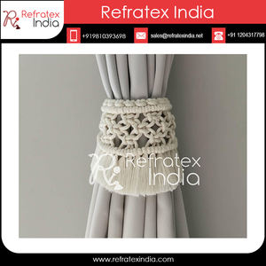 Macrame Designer <b>Curtain</b> Tieback for <b>Curtain</b> Stopper Macrame Designer Ball or Leaf Shape <b>Curtain</b> Rope Tieback - Product Image 4