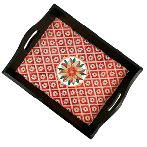 Modern Wooden Serving Tray for Tea <b>Coffee</b> & Snacks Organize Home Dining <b>Table</b> Kitchen With Minakari Work Elegant Wedding Gift - Product Image 1