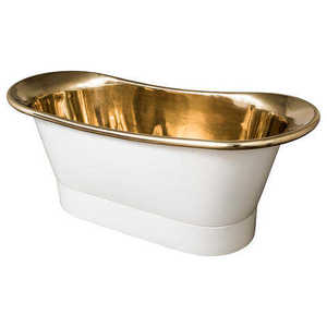 Baignoire autoportante en cuivre de style luxueux or et blanc pour hôtel et maison avec finition décorative en cuivre - Product Image 1
