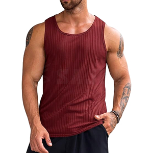 Men's Ribbed <b>Viscose</b>/Polyester Breathable Eco-Friendly Anti-Pilling Knit Sleeveless Workout Tank <b>Tops</b> | Crew Neck Muscle Gym - Product Image 1
