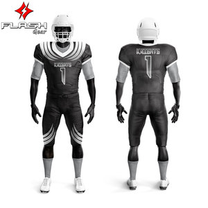 Derniers uniformes de football américain Poly-Spandex personnalisés imprimés par sublimation respirante avec broderie sergé - Product Image 2