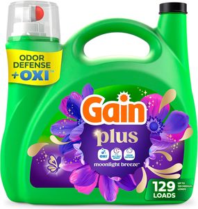 Détergent à lessive liquide Gain Plus, plus pur, plus frais, maintenant avec Oxi, parfum Brise de lune, 170 fl oz, 129 lavages - Product Image 5