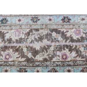 Tapis turc 1,5x3,5 pieds, petit tapis vintage, tapis persan en laine marron bleu - Product Image 5