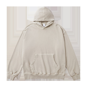 Sweat à capuche vintage d'hiver en coton pur lavé à la lumière Retro Wax Dyed Men's Hoodie Acid Wash Hoodies - Product Image 5