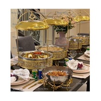 Plat de service en laiton de dernière conception, chauffe-plats de forme ronde de qualité exclusive pour buffet à prix abordable