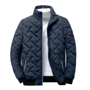 Blouson aviateur en laine décontracté pour hommes avec coque en nylon Veste de travail d'hiver avec fermeture à glissière Logo avant Motif solide Style Streetwear - Product Image 5