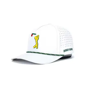 5-Panel Hat 100% Cotton Waterproof Unisex Adults Leather Patch 3D Embroidery Azaleas Bogeyman Golf Hat