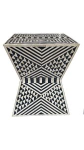 Mesita de noche contemporánea con incrustaciones de hueso CONTEMPORÁNEO tradición artesanal con incrustaciones de hueso y flores de la sala de estar India - Product Image 2