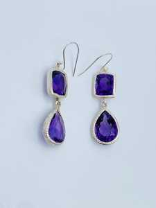 Boucles d'oreilles en argent sterling avec améthyste, bijoux en pierres précieuses faits à la main, élégantes, uniques, luxueuses, tendance, boucles d'oreilles pour femmes, cadeau - Product Image 3