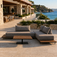 Ensemble de canapés modulaires d'extérieur en teck de qualité supérieure, résistant aux intempéries, pour hôtels et resorts