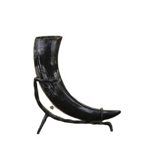 High Quality Carved Drinking Horns with <b>Stand</b> Brass Rim Made From Real Buffalo Horns with Sale Product - Product Image 1