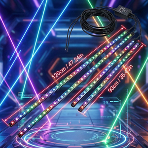 Kit Luci Auto Neon Impermeabili 4 Pezzi 2 X 120 cm & 2 X 90 cm Sorgente LED WS2812B Tipo PCB Nero Controllo App - Product Image 5