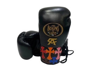Guantes de Boxeo Profesionales No Boxing No Life Negros, 100% Cuero Genuino, para Entrenamiento y Competencia, Estilo Mexicano, para Gimnasio - Product Image 1