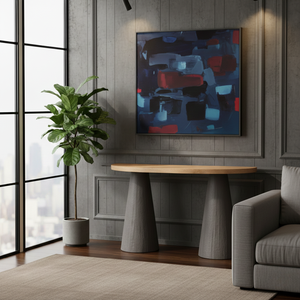 Table console en bois à double piédestal minimaliste, table d'entrée sculpturale, meubles de luxe pour couloir, style de design LeMieux et Cie - Product Image 5