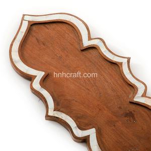 Bandejas redondas de madera de lujo para decoración, accesorio con incrustaciones de concha de perla Madre, OEM, logotipo personalizado, platos, bandejas musulmanas - Product Image 6