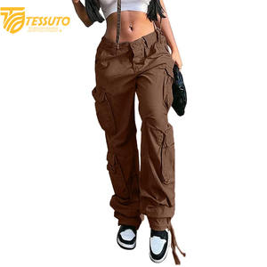 Pantalones cargo de cintura alta para mujer Vaqueros de cintura alta elegantes - Product Image 1