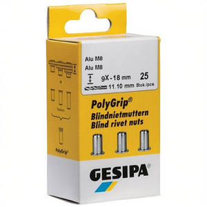 GESIPA ชุดน็อตยึดแบบ Blind Rivet Nut PolyGrip พร้อมก้านเหล็กขนาด 9 x 18 มม. M6 ชุดน็อต 25 ชิ้น - Product Image 3