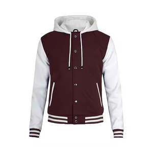 Elegante chaqueta universitaria para hombre: abrigo ligero con detalles bordados de bombardero, mangas en contraste y forro interior suave - Product Image 1