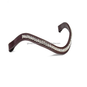 Banda de cejas de caballo de cuero de silla de montar negra o marrón con forma de onda en tamaños completos de mazorca cristales de diseñador diamantes de imitación banda decorativa para cejas - Product Image 3