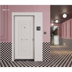 ABSDOOR AURA Puertas de Seguridad Modernas con Chapa de Madera Natural y Acero Inoxidable, Elegancia Atemporal para Entradas de Villas, Hoteles e Interiores, Turquía - Product Image 5