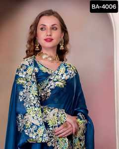 Collection Bollywood exclusive de haute qualité dernière broderie lourde multi-marches paillettes travail Saree pour mariage indien pakistanais - Product Image 6
