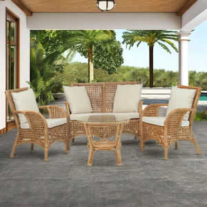 Meilleures ventes CORDELLA Ensemble de canapé et fauteuil en rotin tressé pour salon - Mobilier modulaire élégant et confortable pour appartement - Product Image 1