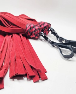 Ensemble de fouets en cuir rouge noir de 2 pièces le plus vendu fouet fait main avec personnalisation OEM de style fonctionnel et industries de soutien ODM - Product Image 4