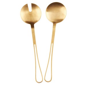 Incroyable ensemble cuillère et fourchette de service à salade en argent poli avec poignée longue pour la décoration de table de mariage en métal durable - Product Image 5