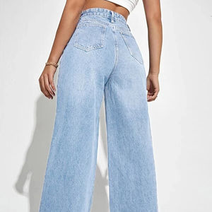 Pantalon pour femmes en coton biologique respirant Nouveau pantalon baggy en denim surdimensionné Top Notch Quality Stylish Custom Design Pants - Product Image 1