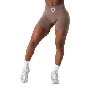 Shorts Deportivos de Cintura Alta Sin Costuras Color Taupe para Mujer, Elásticos, de Compresión, para Entrenamiento, Fitness, a Prueba de Sentadillas - Product Image 1