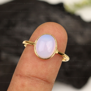 925แฮนด์เมดเงินสเตอร์ลิง18K ไมครอนชุบทอง18K แหวน Vermeil นิรันดร์ควอตซ์สีชมพูธรรมชาติตัวเรือนทรงรีขนาด8x10มม. - Product Image 1