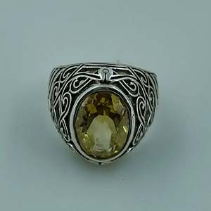 Bague en argent sterling 925 avec citrine naturelle jaune, faite à la main, ovale, bijou de déclaration, pierre taillée, pierre de naissance de novembre - Product Image 2