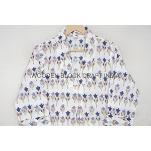 Robe mi-longue ample en coton imprimé à la main en Inde, style bohème décontracté, douce et florale, avec des paillettes, écologique, en dentelle, manches 3/4 - Product Image 2