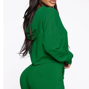 Mujeres Crop Top Hoodies Mujeres Custom Luxury Own Logo Bulk Thick French Terry Cotton Hoodies - Product Image 2