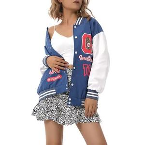 Blouson d'aviateur d'hiver court personnalisable du fabricant OEM pour femmes, manteau universitaire à capuche, support en chenille, broderie, impression scolaire - Product Image 1