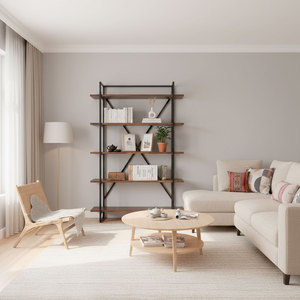 Estante Decorativo de 5 Niveles con Estructura de Hierro y Madera de Acacia KS68174, Tipo Vertical para Instalar en la Sala de Estar - Product Image 3