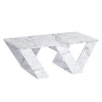 Table basse minimaliste en bois avec finition marbre, style nordique moderne, table centrale contemporaine pour salon