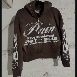 เสื้อมีฮู้ดซิปพลอยเทียมปักลายเทอร์รี่เสื้อฮู้ดโอเวอร์ไซส์มีซิป2025 - Product Image 4