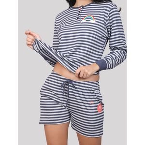 Conjunto de Pantalones Cortos de Jersey 100% Algodón Súper Suave para Mujer Evolve, Camiseta de Cuello Redondo y Manga Larga con Bolsillos, Cómodo - Product Image 1